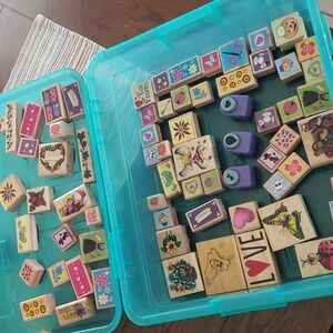 65 Rubber stamps and 3 design paper punches